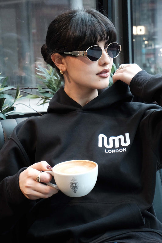 HEAVEN Relaxed Fit Hoodie - Premium Heavyweight Loungewear HEAVEN Hoodie front view HEAVEN Hoodie back view HEAVEN Wide Leg Joggers - Heavyweight Loungewear HEAVEN Joggers front view HEAVEN Wide Leg Joggers lifestyle shot Pulse Sports Bra with white logo