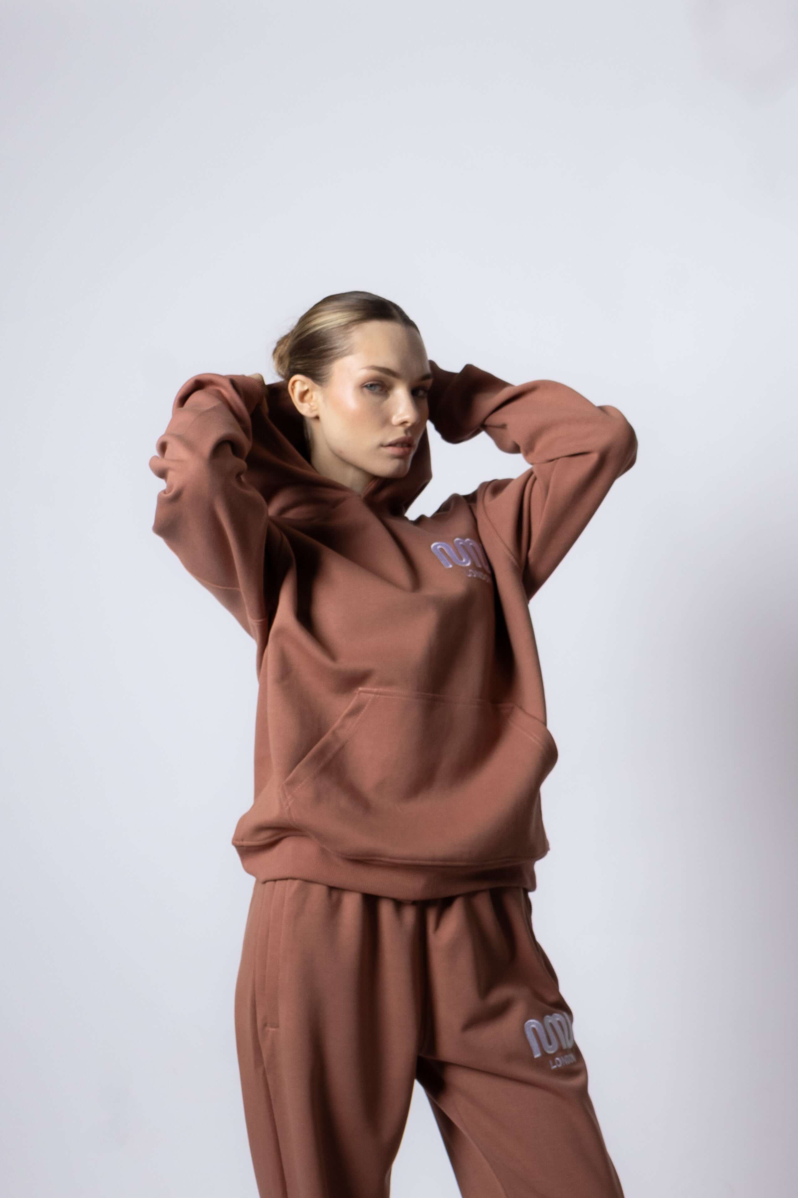HEAVEN Relaxed Fit Hoodie - Premium Heavyweight Loungewear HEAVEN Hoodie front view HEAVEN Hoodie back view HEAVEN Wide Leg Joggers - Heavyweight Loungewear HEAVEN Joggers front view HEAVEN Wide Leg Joggers lifestyle shot Pulse Sports Bra with white logo