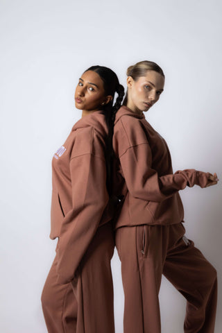 HEAVEN Relaxed Fit Hoodie - Premium Heavyweight Loungewear HEAVEN Hoodie front view HEAVEN Hoodie back view HEAVEN Wide Leg Joggers - Heavyweight Loungewear HEAVEN Joggers front view HEAVEN Wide Leg Joggers lifestyle shot Pulse Sports Bra with white logo