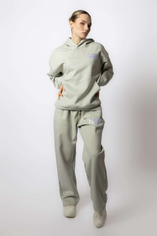 HEAVEN Relaxed Fit Hoodie - Premium Heavyweight Loungewear HEAVEN Hoodie front view HEAVEN Hoodie back view HEAVEN Wide Leg Joggers - Heavyweight Loungewear HEAVEN Joggers front view HEAVEN Wide Leg Joggers lifestyle shot Pulse Sports Bra with white logo