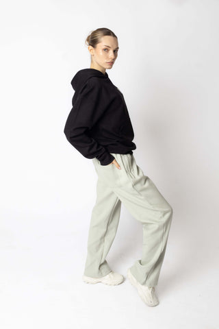 HEAVEN Relaxed Fit Hoodie - Premium Heavyweight Loungewear HEAVEN Hoodie front view HEAVEN Hoodie back view HEAVEN Wide Leg Joggers - Heavyweight Loungewear HEAVEN Joggers front view HEAVEN Wide Leg Joggers lifestyle shot Pulse Sports Bra with white logo