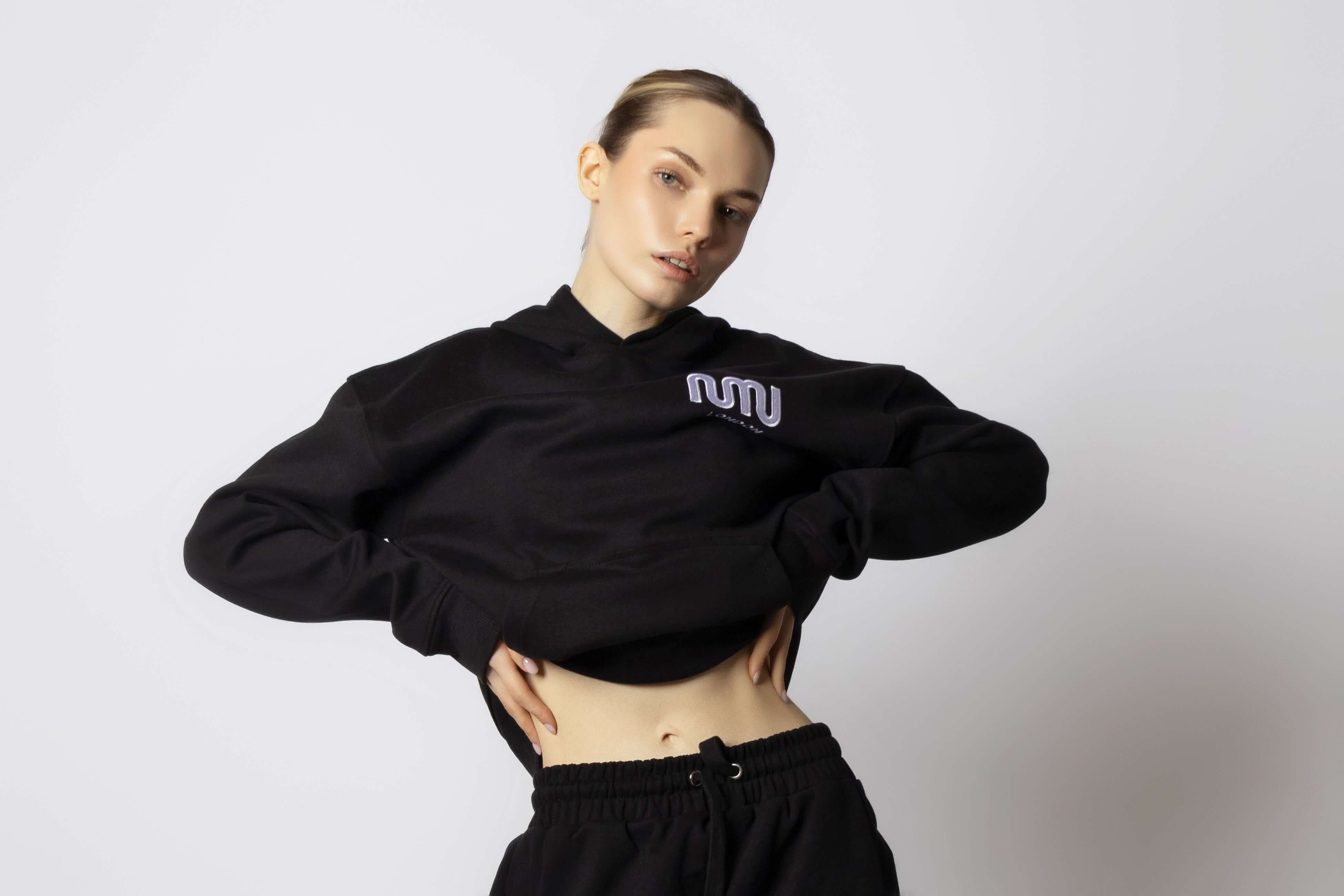 HEAVEN Relaxed Fit Hoodie - Premium Heavyweight Loungewear HEAVEN Hoodie front view HEAVEN Hoodie back view HEAVEN Wide Leg Joggers - Heavyweight Loungewear HEAVEN Joggers front view HEAVEN Wide Leg Joggers lifestyle shot Pulse Sports Bra with white logo