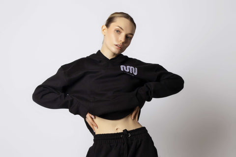 HEAVEN Relaxed Fit Hoodie - Premium Heavyweight Loungewear HEAVEN Hoodie front view HEAVEN Hoodie back view HEAVEN Wide Leg Joggers - Heavyweight Loungewear HEAVEN Joggers front view HEAVEN Wide Leg Joggers lifestyle shot Pulse Sports Bra with white logo