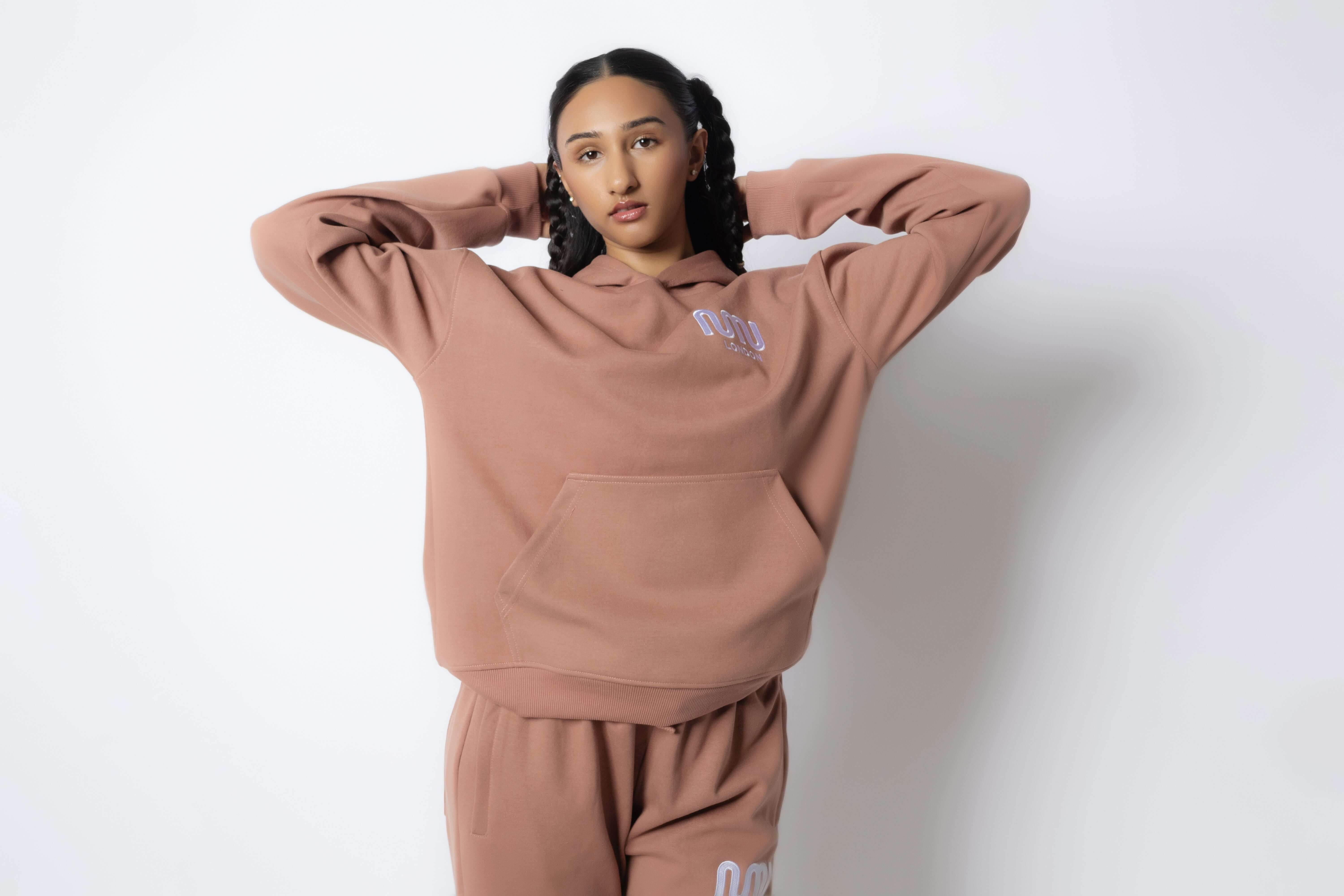 HEAVEN Relaxed Fit Hoodie - Premium Heavyweight Loungewear HEAVEN Hoodie front view HEAVEN Hoodie back view HEAVEN Wide Leg Joggers - Heavyweight Loungewear HEAVEN Joggers front view HEAVEN Wide Leg Joggers lifestyle shot Pulse Sports Bra with white logo