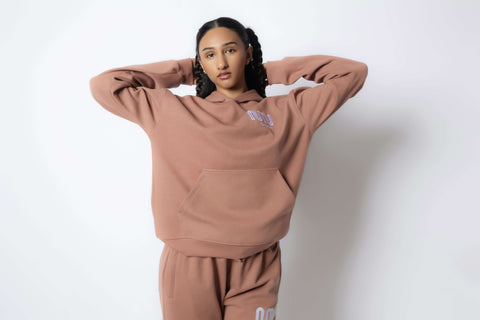 HEAVEN Relaxed Fit Hoodie - Premium Heavyweight Loungewear HEAVEN Hoodie front view HEAVEN Hoodie back view HEAVEN Wide Leg Joggers - Heavyweight Loungewear HEAVEN Joggers front view HEAVEN Wide Leg Joggers lifestyle shot Pulse Sports Bra with white logo